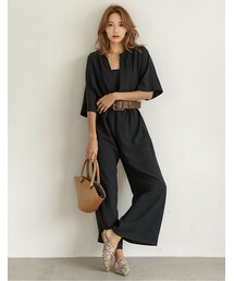 Re:EDIT | ウエストベルト付きVネックオールインワン[hb](オールインワン・サロペット)