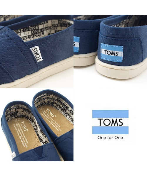 TOMS（トムス）の「TOMS トムス キッズ Canvas Youth Classics -Navy toms-kids-navy（シューズ・キッズ・Navy・Y12/Y13/Y1/Y2）」の2枚目の写真