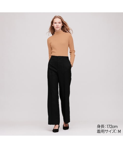 UNIQLO（ユニクロ）の「シャイニーリブハイネックセーター（長袖）（ニット/セーター・レディース・LIGHT GREEN 50/OFF WHITE 01/BLACK 09/GRAY 03/BEIGE 31/PINK 12・XXL/L/3XL/S/M/XS/XL）」の5枚目の写真