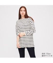 UNIQLO | ボーダーボートネックチュニック（長袖）(Tシャツ/カットソー)
