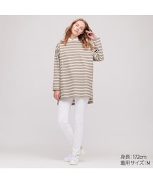 UNIQLO | ボーダーボートネックチュニック（長袖）(Tシャツ/カットソー)