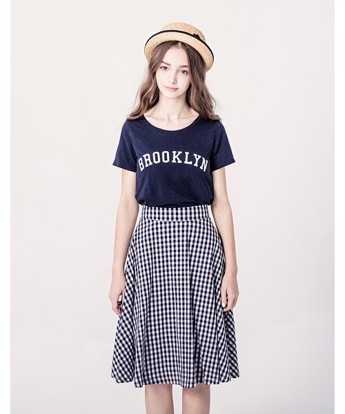 PAZZO（パッゾ）の「MIT BROOKLYN字母百搭T-SHIRT（トップス・レディース・白/丈青・S/M/L）」の9枚目の写真