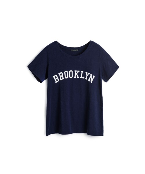 PAZZO（パッゾ）の「MIT BROOKLYN字母百搭T-SHIRT（トップス・レディース・白/丈青・S/M/L）」の5枚目の写真