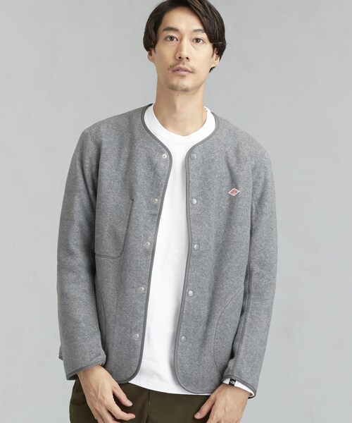 DANTON/ダントン] フリース ノーカラーカーディガン（ノーカラー
