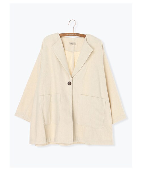 Samansa Mos2（サマンサ モスモス）の「≪USED≫ウール混ノーカラージャケット（ジャケット/アウター・アイボリー/ブラック/ブラウン・F）」の8枚目の写真