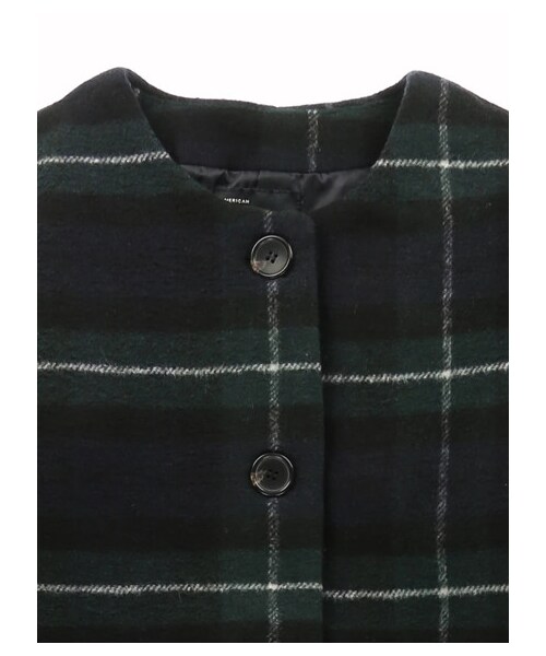 AMERICAN HOLIC(アメリカンホリック)の「ノーカラーフロントボタンコート(ジャケット/アウター・グレー/ブラックウォッチグリーン/グレンチェック・M/L)」の16枚目の写真