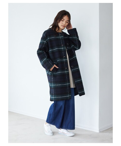 AMERICAN HOLIC(アメリカンホリック)の「ノーカラーフロントボタンコート(ジャケット/アウター・グレー/ブラックウォッチグリーン/グレンチェック・M/L)」の11枚目の写真