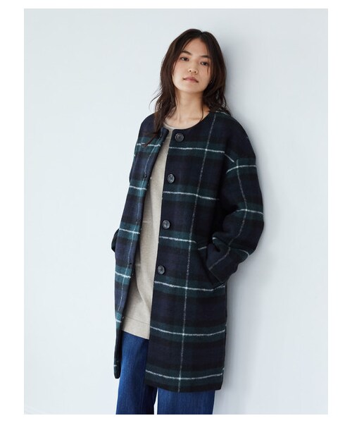 AMERICAN HOLIC(アメリカンホリック)の「ノーカラーフロントボタンコート(ジャケット/アウター・グレー/ブラックウォッチグリーン/グレンチェック・M/L)」の12枚目の写真