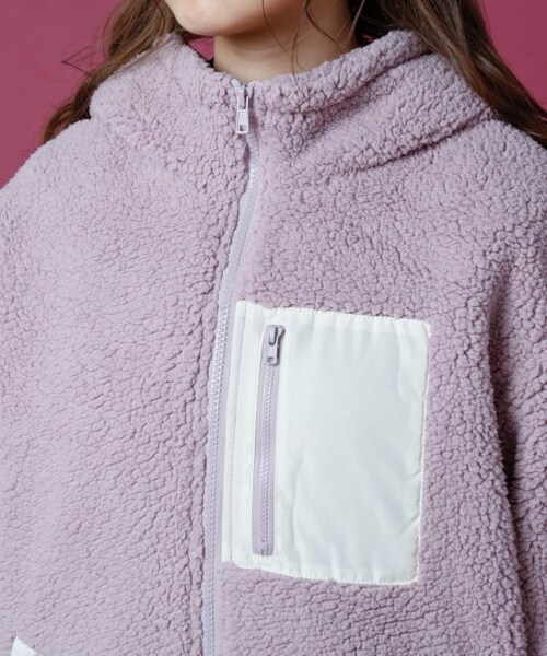 RAY CASSIN（レイカズン）の「配色ボアフードブルゾン（ジャケット/アウター・レディース・ブラウン/生成/ラベンダー・FREE）」の9枚目の写真