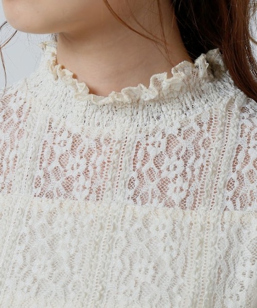 RAY CASSIN（レイカズン）の「立体レース長袖プルオーバー（トップス・レディース・黒/ブルー/ブラウン/オフ白・FREE）」の10枚目の写真