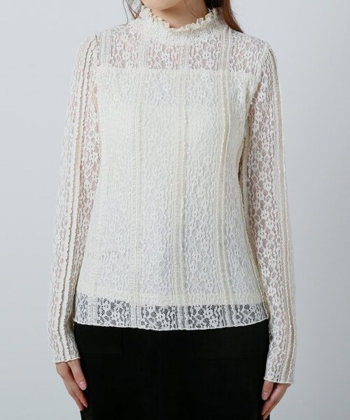 RAY CASSIN（レイカズン）の「立体レース長袖プルオーバー（トップス・レディース・黒/ブルー/ブラウン/オフ白・FREE）」の7枚目の写真