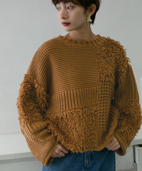 KBF（ケイビーエフ）の「フリンジMIXニット（その他・レディース・PURPLE/IVORY/BROWN・one）」の3枚目の写真