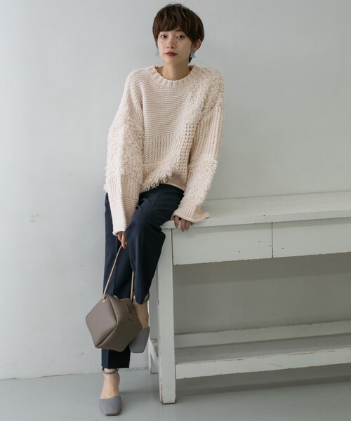 KBF（ケイビーエフ）の「フリンジMIXニット（その他・レディース・PURPLE/IVORY/BROWN・one）」の6枚目の写真