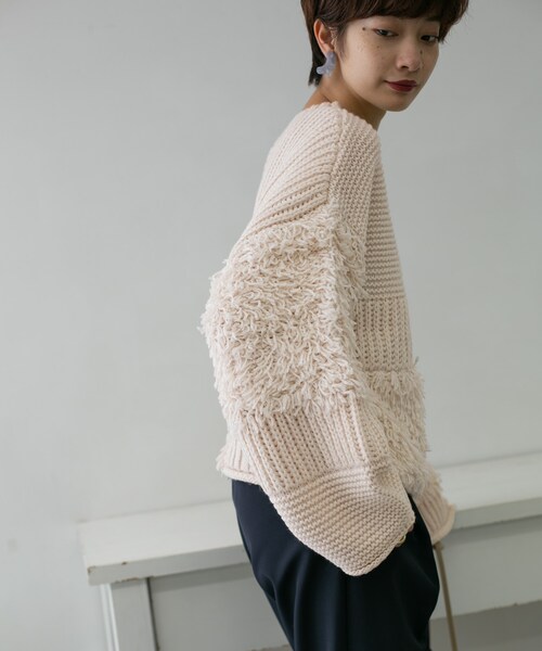 KBF（ケイビーエフ）の「フリンジMIXニット（その他・レディース・PURPLE/IVORY/BROWN・one）」の5枚目の写真