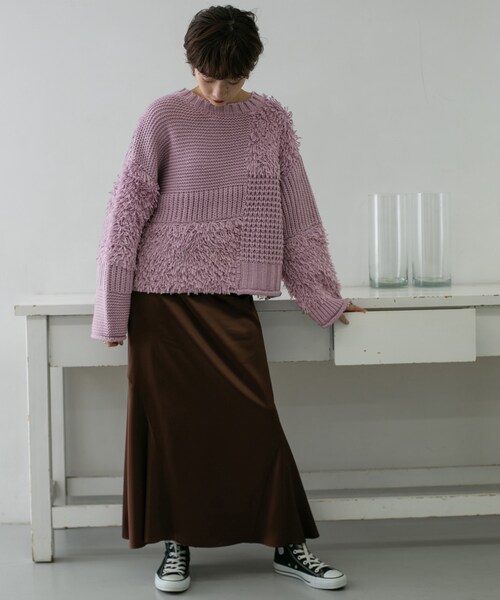 KBF（ケイビーエフ）の「フリンジMIXニット（その他・レディース・PURPLE/IVORY/BROWN・one）」の9枚目の写真