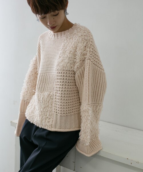 KBF（ケイビーエフ）の「フリンジMIXニット（その他・レディース・PURPLE/IVORY/BROWN・one）」の4枚目の写真