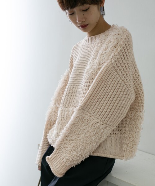 KBF（ケイビーエフ）の「フリンジMIXニット（その他・レディース・PURPLE/IVORY/BROWN・one）」の2枚目の写真