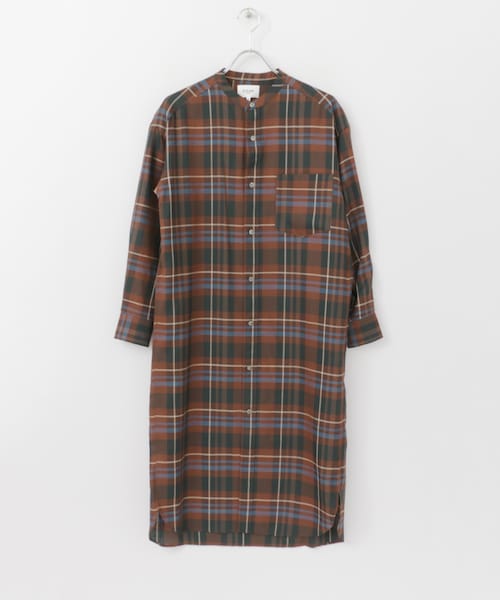 LE GLAZIK/ルグラジック/チェックワンピース LE GLAZIK(ルグラジック)の「ウールチェック ロングシャツワンピース