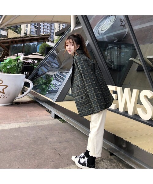 no brand（ノーブランド）の「チェック柄 ラシャ テーラードジャケット