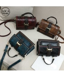 ノーブランド ショルダーハンドバッグ 〈ブラウン×レッド〉 no brand（ノーブランド）の「レディース 2Way ハンドバッグ