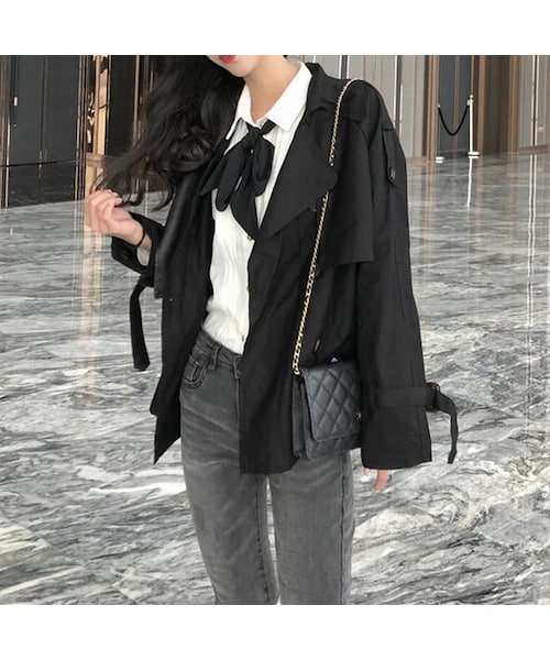 no brand（ノーブランド）の「レディース ショート丈 コート トレンチ