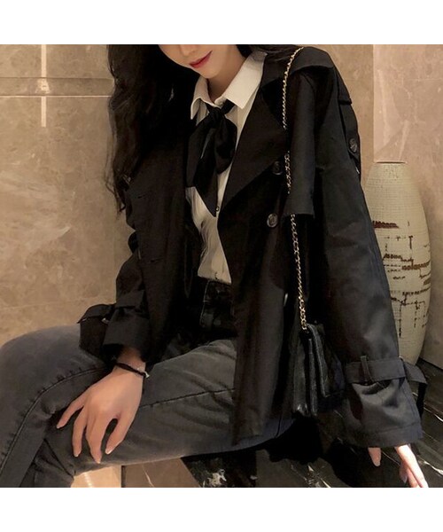 no brand（ノーブランド）の「レディース ショート丈 コート トレンチ