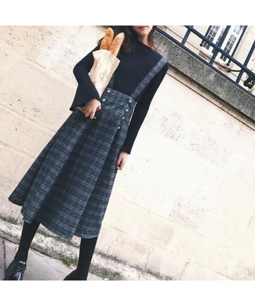 No Brand ノーブランド の ダブルボタンチェックスカート セーター２点セット スカート Wear