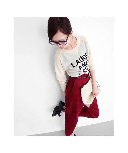 KBF（ケイビーエフ）の「コーデュロイタックパンツ（パンツ・レディース・WHITE/L.BLUE/WINE・36/38）」の8枚目の写真