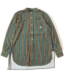 ALDIES | Stand Stripe Shirt(Green)(シャツ/ブラウス)