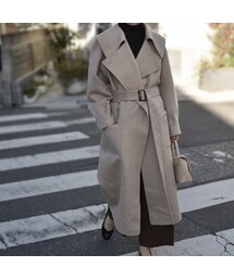 Lavish gate ラヴィッシュゲート ウールガウンコート ベルト付き cizat/lavish gate ロング ウールガウンコート リバー仕立て