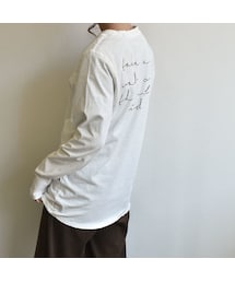 Lavish Gate | tops-02017 　ヴィンテージ風　ロゴデザインロングＴシャツ　ホワイト 　ブラウン　ブラック(Tシャツ/カットソー)