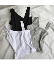 Lavish Gate | mb-tops-02021 アシンメトリー 変形タンクトップ ホワイト グレー ブラック(Tシャツ/カットソー)