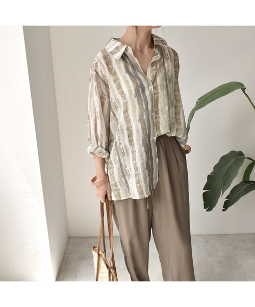 Lavish Gate(ラヴィッシュゲート)の「nh-tops-02116 ペイントストライプシャツ(シャツ/ブラウス・レディース・その他)」の6枚目の写真