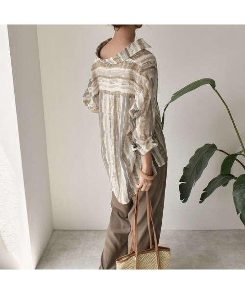 Lavish Gate(ラヴィッシュゲート)の「nh-tops-02116 ペイントストライプシャツ(シャツ/ブラウス・レディース・その他)」の8枚目の写真