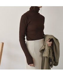 Lavish Gate | knit-02056　リブタートルネックニットトップス　エクリュ　モカベージュ　ブラウン　ピスタチオ(ニット/セーター)