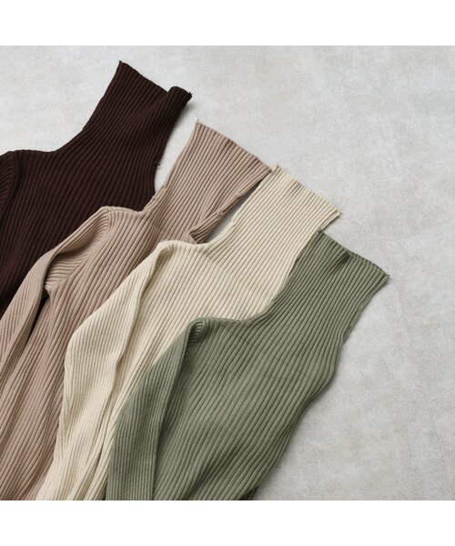 Lavish Gate(ラヴィッシュゲート)の「knit-02056 リブタートルネックニットトップス エクリュ モカベージュ ブラウン ピスタチオ(ニット/セーター・レディース・その他)」の7枚目の写真