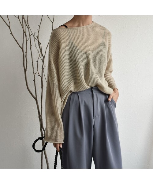 Lavish Gate(ラヴィッシュゲート)の「knit-02061 シアーニット ダスティピンク ピスタチオ モカベージュ グレー(ニット/セーター・レディース・その他)」の2枚目の写真