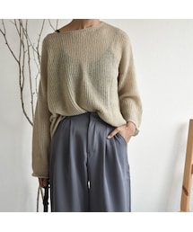 Lavish Gate | knit-02061 シアーニット ダスティピンク ピスタチオ モカベージュ グレー(ニット/セーター)