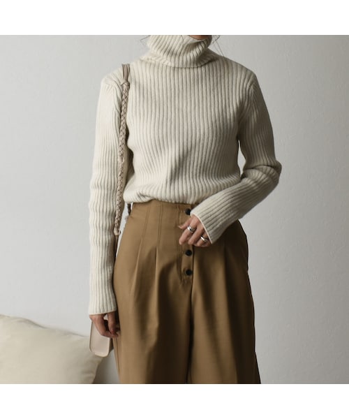 Lavish Gate（ラヴィッシュゲート）の「knit-02062　リブタートルネックニットプルオーバー　オートミール　ダスティパープル　モカベージュ（ニット/セーター・レディース・その他）」の2枚目の写真