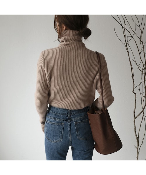 Lavish Gate（ラヴィッシュゲート）の「knit-02062　リブタートルネックニットプルオーバー　オートミール　ダスティパープル　モカベージュ（ニット/セーター・レディース・その他）」の7枚目の写真