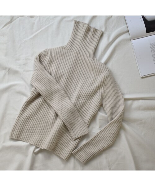 Lavish Gate（ラヴィッシュゲート）の「knit-02062　リブタートルネックニットプルオーバー　オートミール　ダスティパープル　モカベージュ（ニット/セーター・レディース・その他）」の12枚目の写真