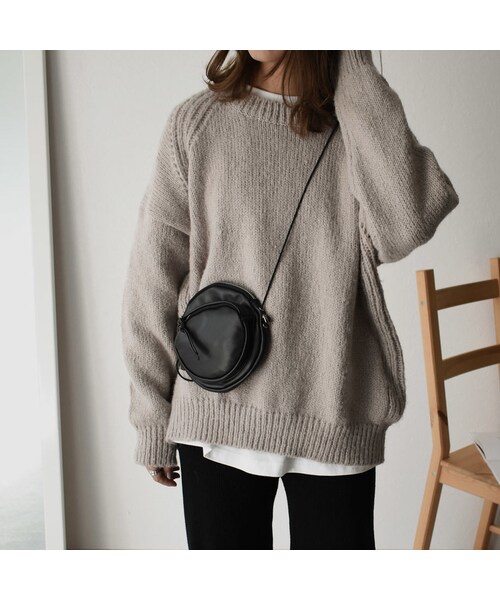 Lavish Gate(ラヴィッシュゲート)の「knit-02065 ウール混 クルーネックニットプルオーバー オートミール カーキ(ニット/セーター・レディース・その他)」の4枚目の写真