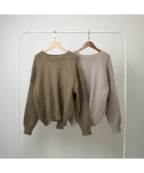 Lavish Gate(ラヴィッシュゲート)の「knit-02065 ウール混 クルーネックニットプルオーバー オートミール カーキ(ニット/セーター・レディース・その他)」の8枚目の写真