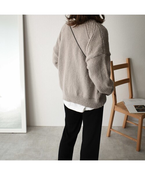 Lavish Gate(ラヴィッシュゲート)の「knit-02065 ウール混 クルーネックニットプルオーバー オートミール カーキ(ニット/セーター・レディース・その他)」の6枚目の写真