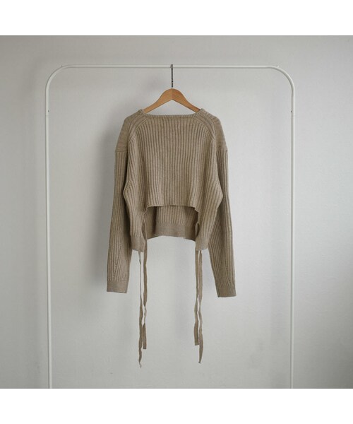 Lavish Gate（ラヴィッシュゲート）の「knit-02067　ウール混　バックリボンリブニット　オフホワイト　ベージュ　ブラック　カーキ（ニット/セーター・レディース・その他）」の13枚目の写真