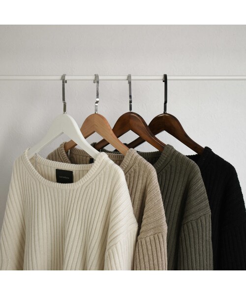 Lavish Gate（ラヴィッシュゲート）の「knit-02067　ウール混　バックリボンリブニット　オフホワイト　ベージュ　ブラック　カーキ（ニット/セーター・レディース・その他）」の15枚目の写真