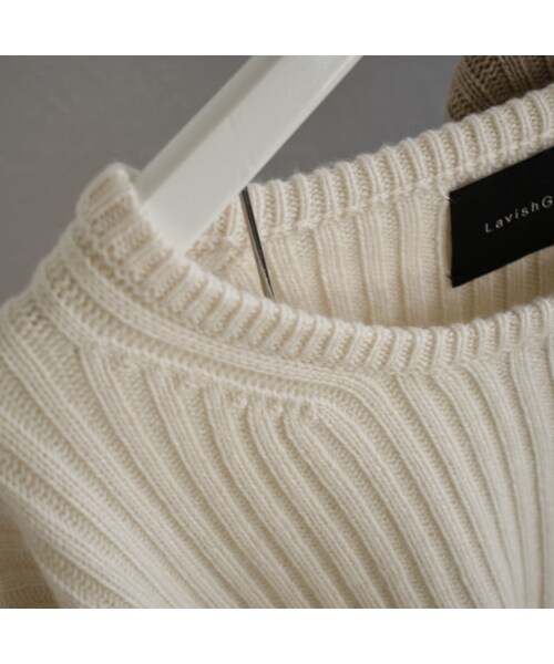 Lavish Gate（ラヴィッシュゲート）の「knit-02067　ウール混　バックリボンリブニット　オフホワイト　ベージュ　ブラック　カーキ（ニット/セーター・レディース・その他）」の14枚目の写真