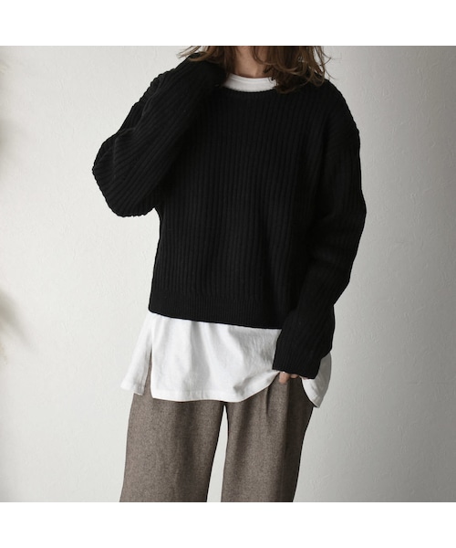 Lavish Gate（ラヴィッシュゲート）の「knit-02067　ウール混　バックリボンリブニット　オフホワイト　ベージュ　ブラック　カーキ（ニット/セーター・レディース・その他）」の8枚目の写真