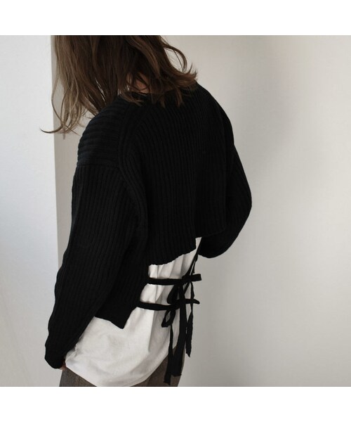 Lavish Gate（ラヴィッシュゲート）の「knit-02067　ウール混　バックリボンリブニット　オフホワイト　ベージュ　ブラック　カーキ（ニット/セーター・レディース・その他）」の7枚目の写真