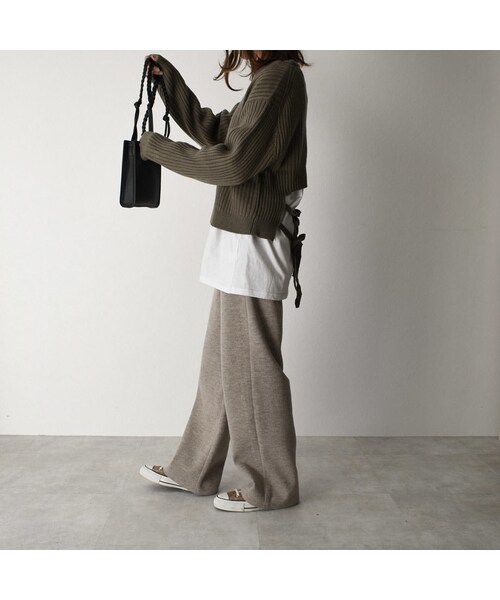 Lavish Gate（ラヴィッシュゲート）の「knit-02067　ウール混　バックリボンリブニット　オフホワイト　ベージュ　ブラック　カーキ（ニット/セーター・レディース・その他）」の3枚目の写真